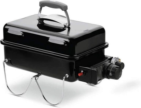 Weber go-anywhere gasgrill - 41x26 cm - rustfri stålbrændere - gaskontrolhoved - inkl. låg