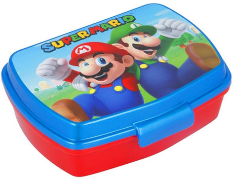 Marvel madkasse super mario plastik rød blå (17 x 5,6 x 13,3 cm)