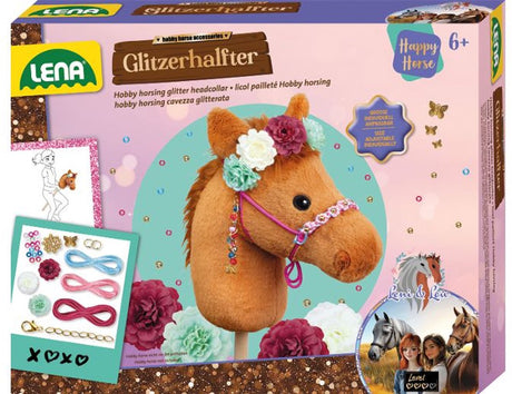 Lena hobby-hestehåndværkssæt med glimmertrim med perler og blomster.
