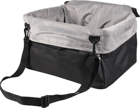 Flamingo autostol hund – autostol ula sort – 41x36x25cm – plys rejsesæde med forstærket stel – sikker og behagelig til små hunde