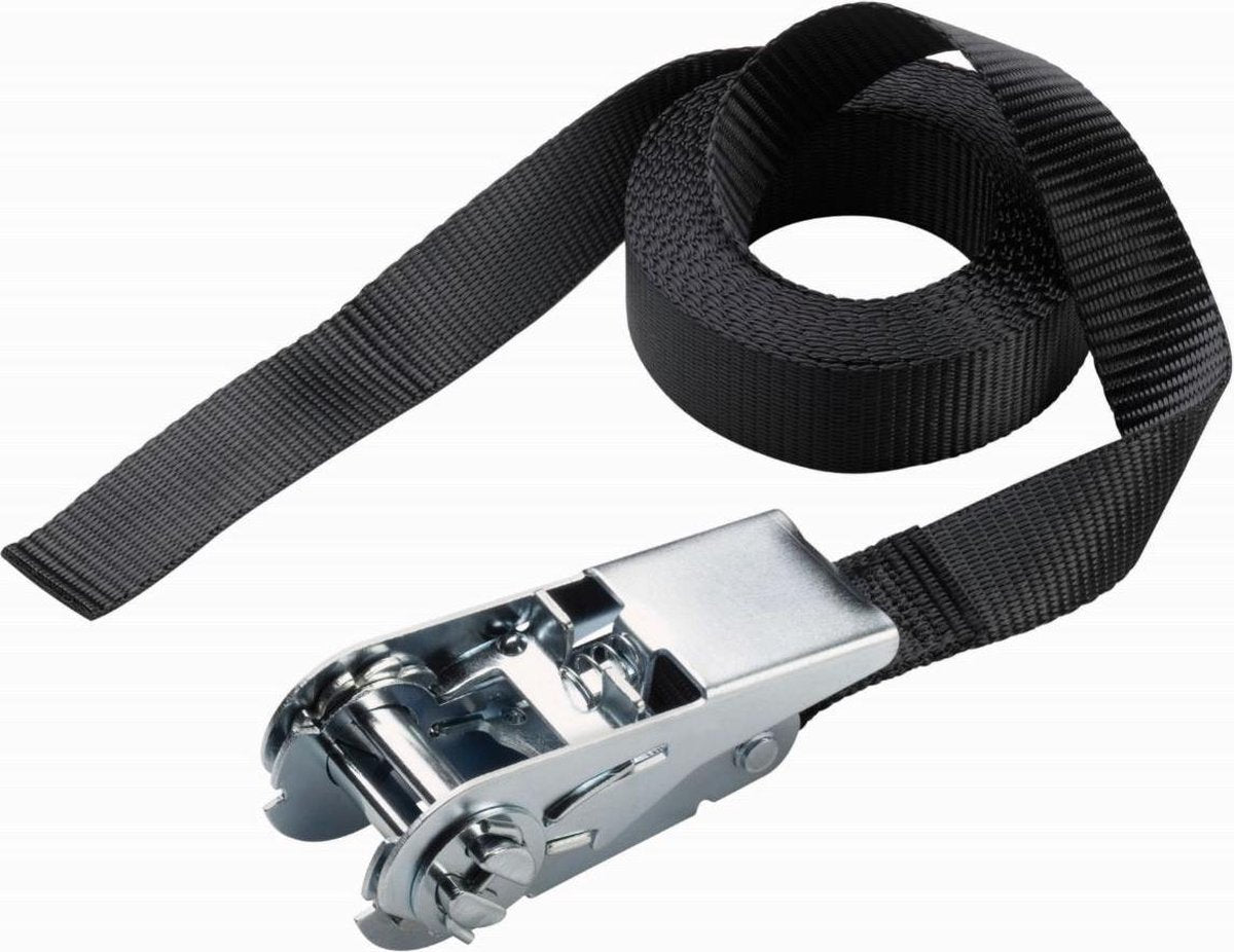 Masterlock spændestrop - med skralde - 2,5m x 25mm - sort - 3223eurdat