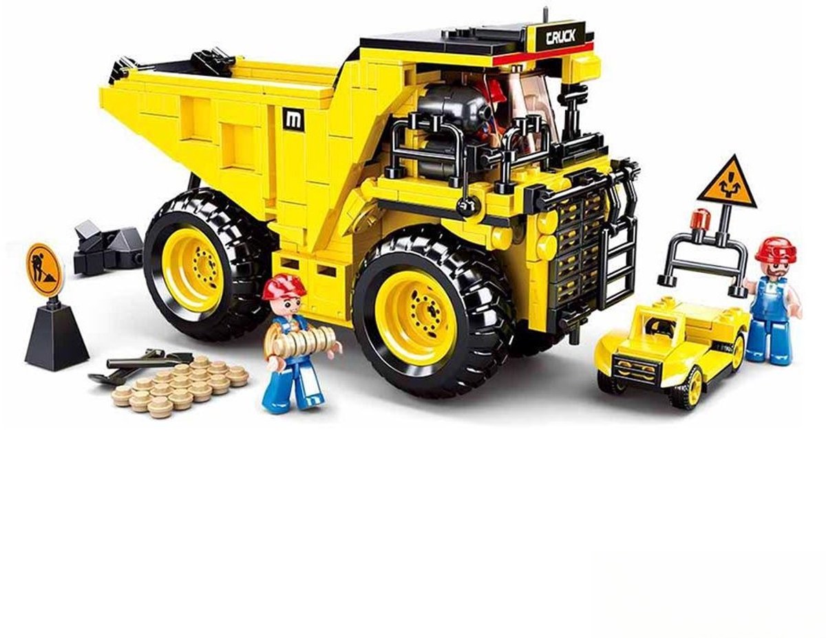 Sluban by byggeplads minelastbil dumper dumper byggelegetøj til børn fra 6 år – byggelegetøjsbyggekasse med 416 byggeklodser – m38‑b0806