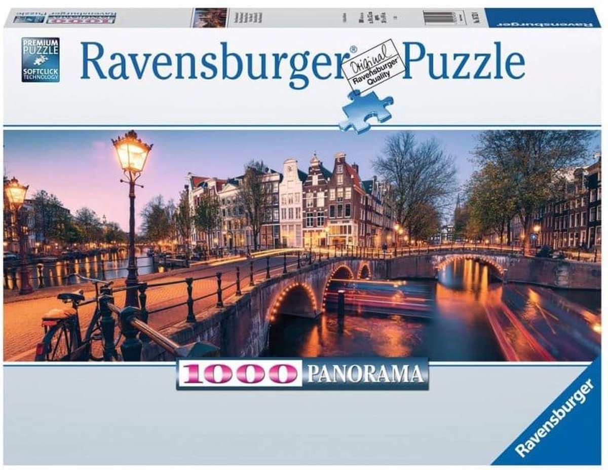 Ravensburger puslespil Amsterdam by night - puslespil 1000 brikker.