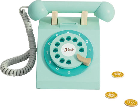 Klassisk verden træ retro telefon turkis