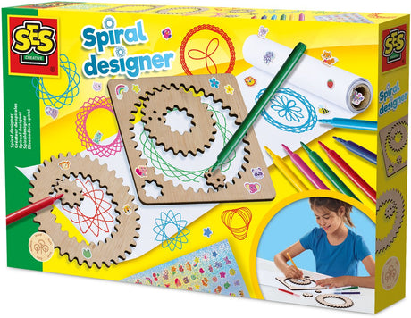 Ses kreative træspiraldesigner - kreativt tegnesæt til børn fra 5 år og opefter - skab over 40 unikke spiraler med træhjul - perfekt til unge kunstnere