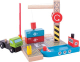 Bigjigs træskinner - containerskibsværft