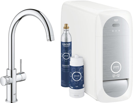 Grohe blue home duo køkkenhane - med Bluetooth og WiFi - startsæt - c-tud - krom - til renset, afkølet og mousserende vand
