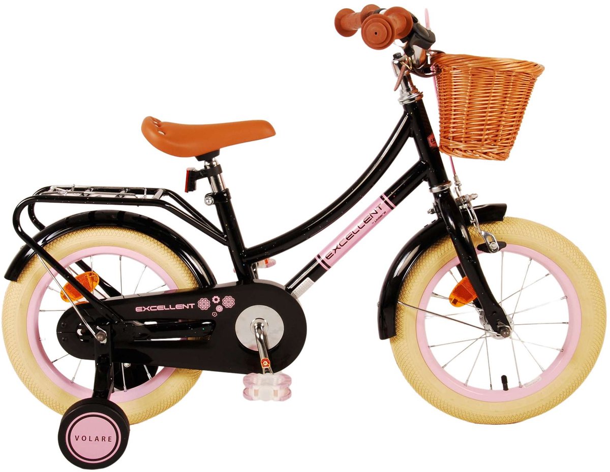 Volare fremragende børns cykel - piger - 14 tommer - sort