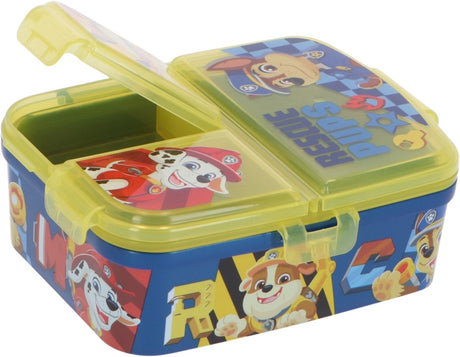 Stor paw patrol børnemadkasse - madpakke med 4 rum til børn fra 4 år - tåler opvaskemaskine BPA-fri - gul blå