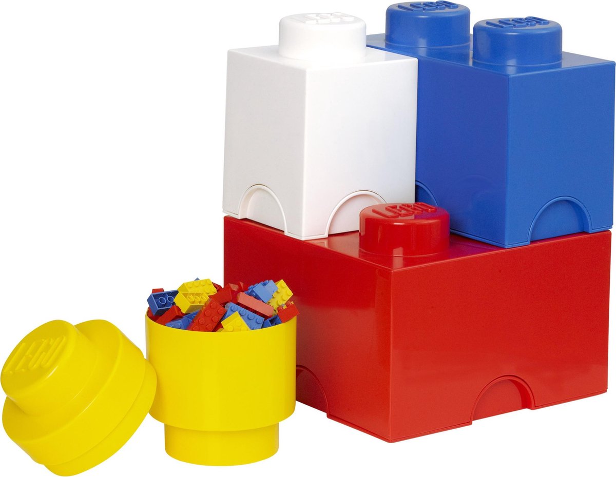 Lego - opbevaringsboks klods sæt med 4 stykker - polypropylen - flerfarvet
