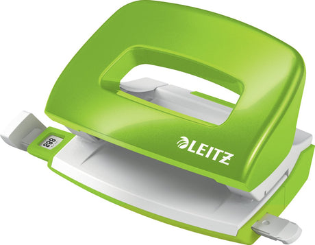 Leitz wow mini hulmaskine - stanser op til 10 ark - til mapper og ringbind - ideel til hjemmekontoret hjemmearbejdsplads - grøn