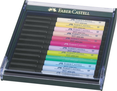 Faber-castell tegnepen - pitt artist pen - pastel - 12 dele - fc-267420