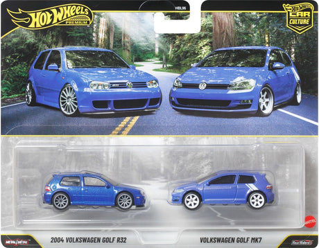 Hot Wheels Premium Car Culture Sæt med 2 - 2004 Volkswagen Golf R32 og Volkswagen Golf MK7