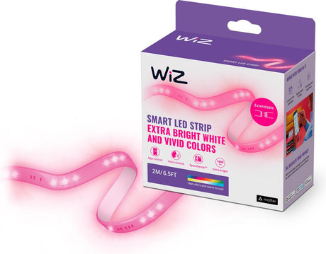 Wiz LED strip - startsæt - 2 meter - rgb+w - nem installation - farvet og hvidt lys - wi-fi - rgb; én farve ad gangen