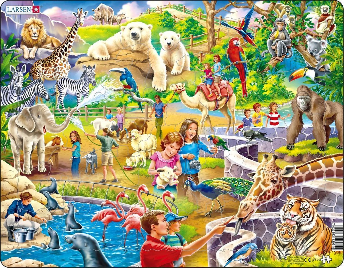 Larsen puslespilsdyr - i zoologisk have, 48 stk.