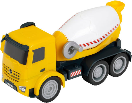 Klein legetøj mercedes benz arocs - betonblander - indvendig og udvendig - gul - skala 1:24 - legetøj