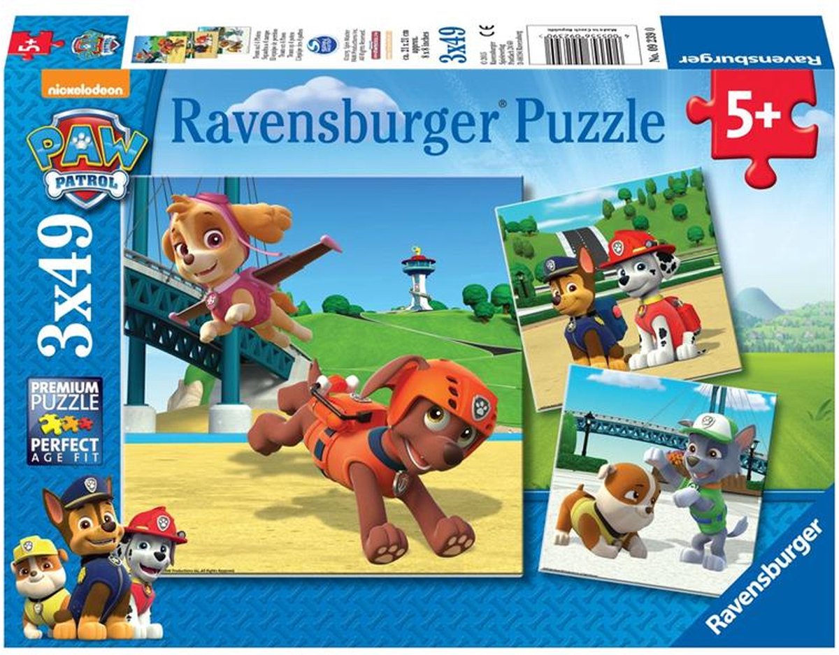 Ravensburger potepatrulje: hold på 4 ben - 3x49 brikker - børnepuslespil