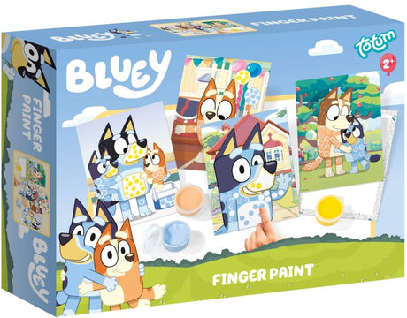 Totum bluey vingerverf set - 3 kleuren uitwasbare verf - speelgoed kinderen - knutselen - voor meisjes en jongens - vanaf 2 jaar -