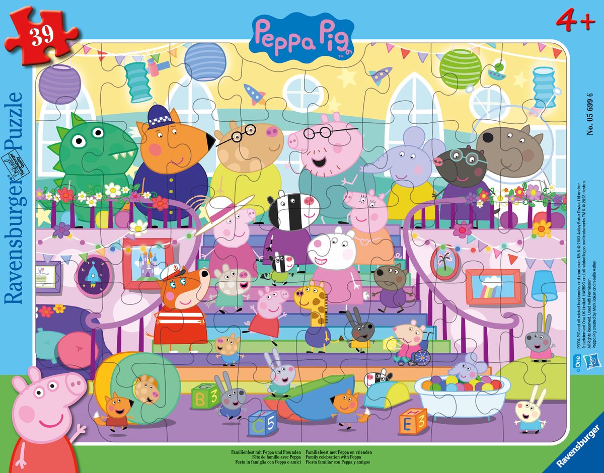 Ravensburger peppa pig puslespil legetøj - familiefest 39 stk.