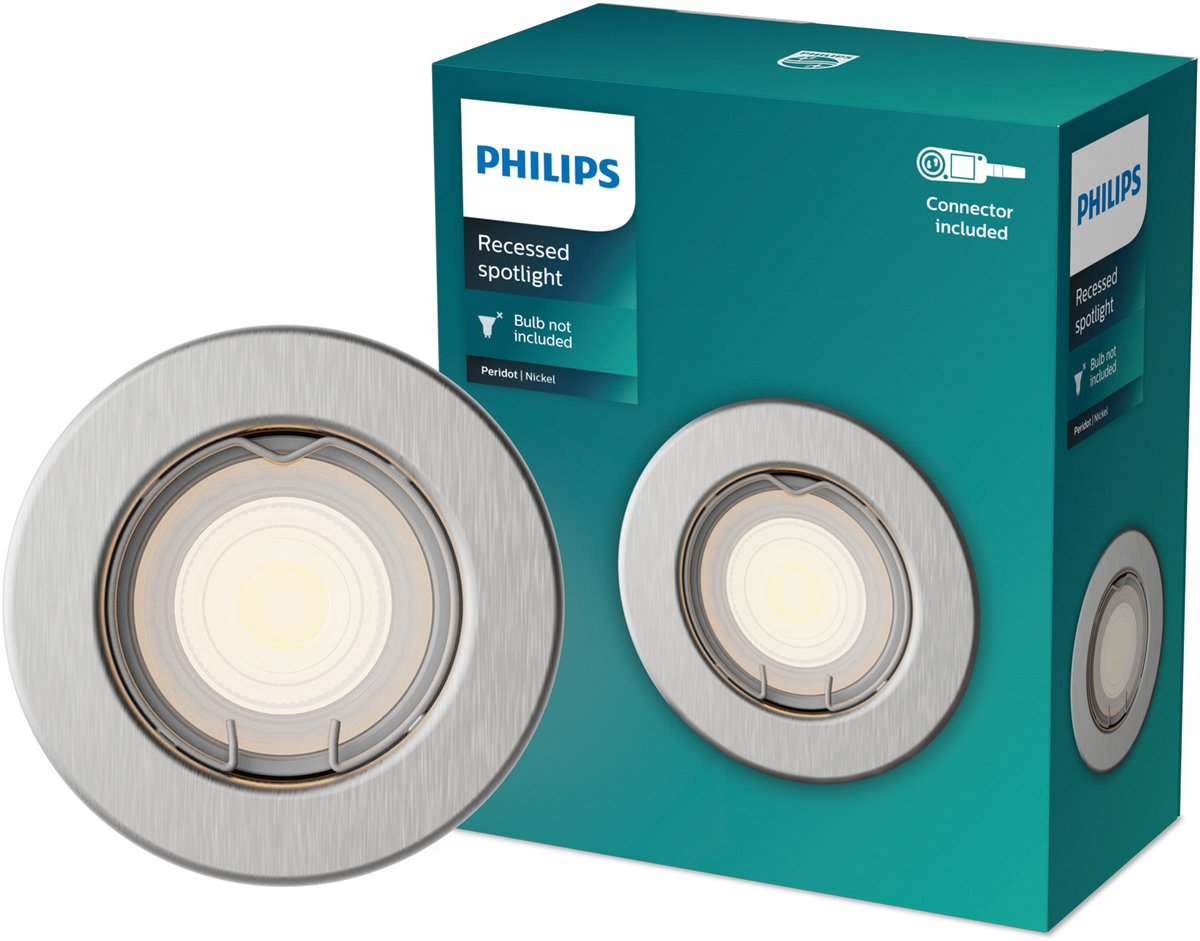 Philips led philips peridot inbouwspot - gu10 fitting - nikkel - rond - vaste kop