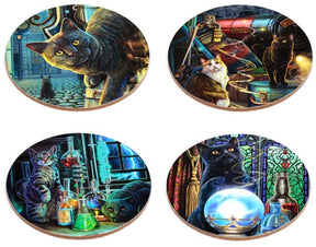 Puckator coasters - lisa parker magiske katte - magiske katte - sæt med 4 stykker - 10 cm