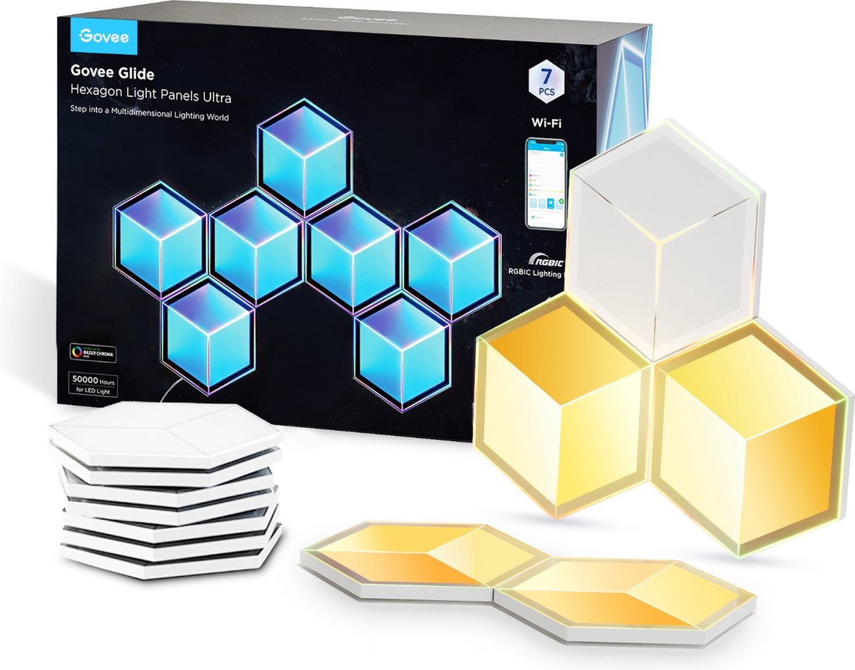 Govee hexagon smart light panels ultra rgbic - 7 vægpaneler