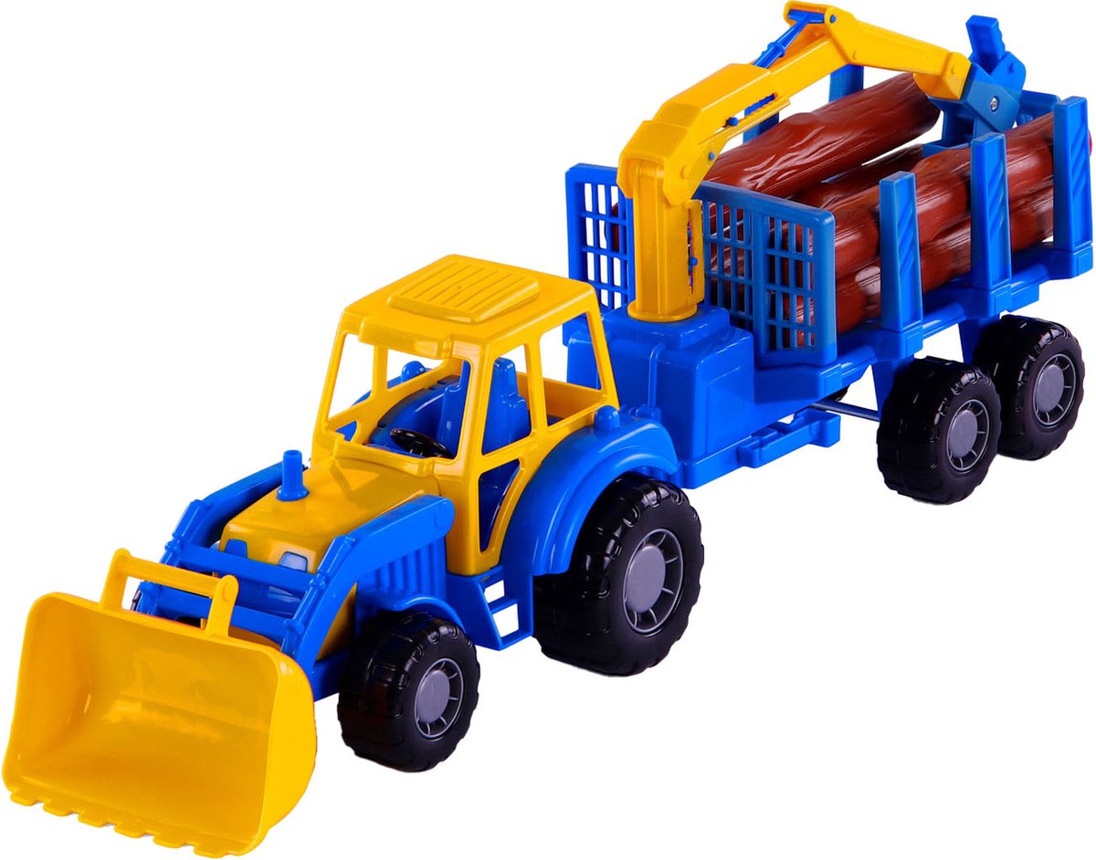 Cavallino junior traktor med kran trailer og træ, 46 cm