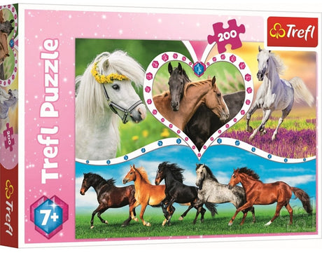 Trefl puslespil heste - puslespil 200 brikker til børn.