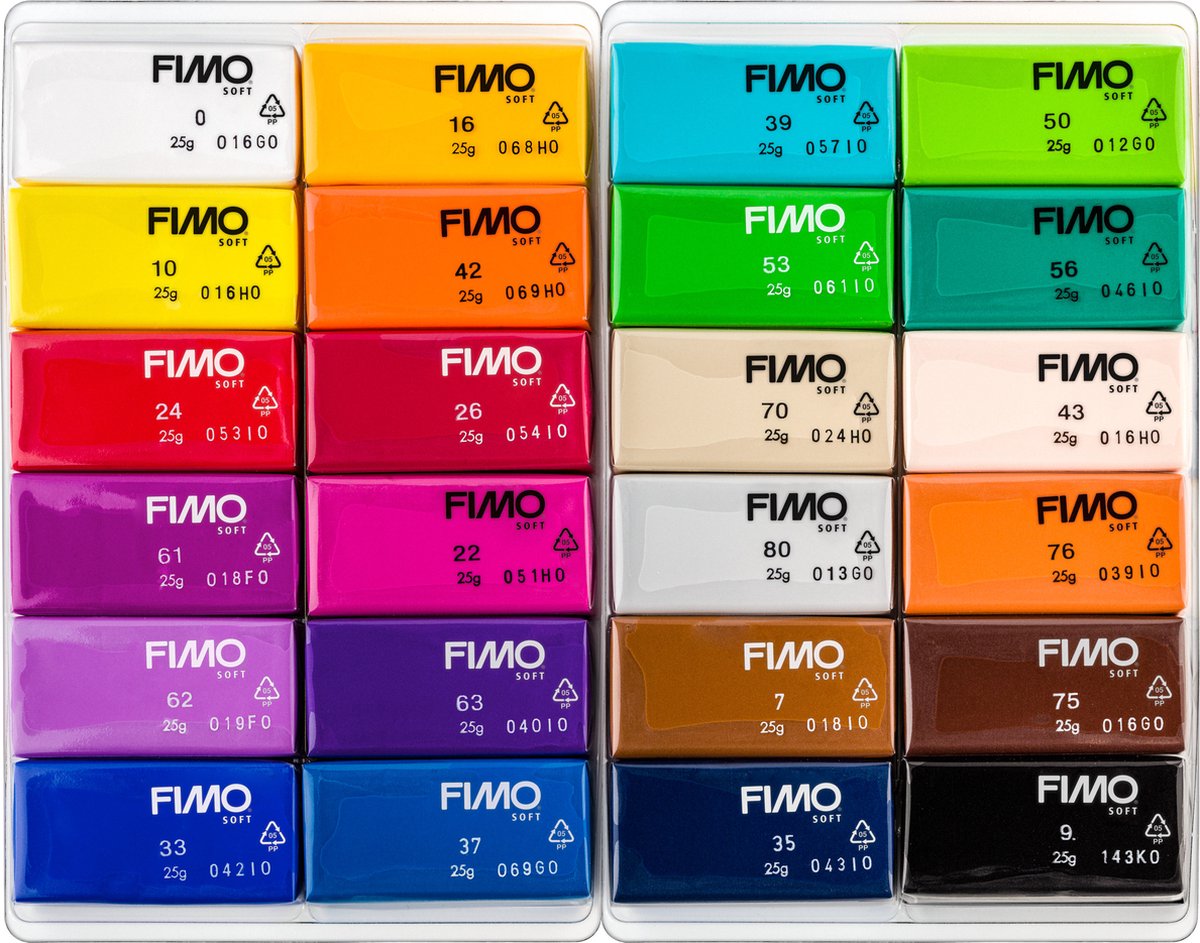 Fimo soft - ovnhærdende modellervoks - farvepakke - 24 grundfarver