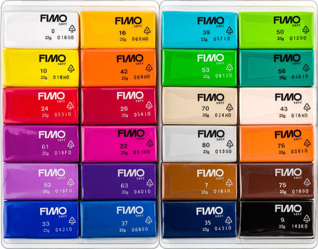 Fimo® blød, standardfarver, 24x25 gr 1 æske