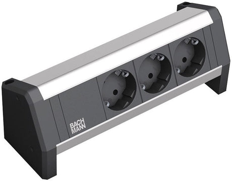Bachmann desktop stekkerdoos met wieland gst18® installatiestekker en 3 contacten zwart zilver