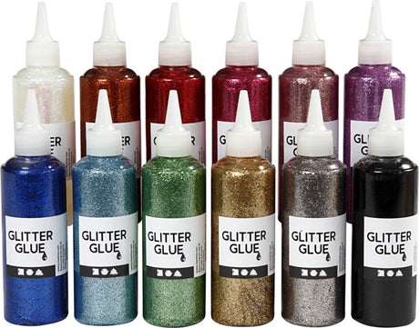 Creativ firma glitterlim, forskellige farver, 12x118 ml 1 æske