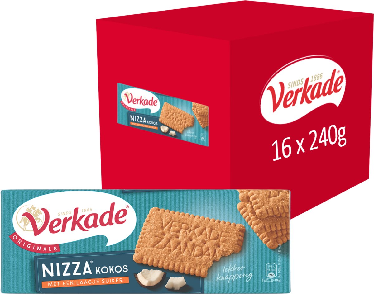 Verkade - småkage - nizza kokoskiks - 16 x 240 gram