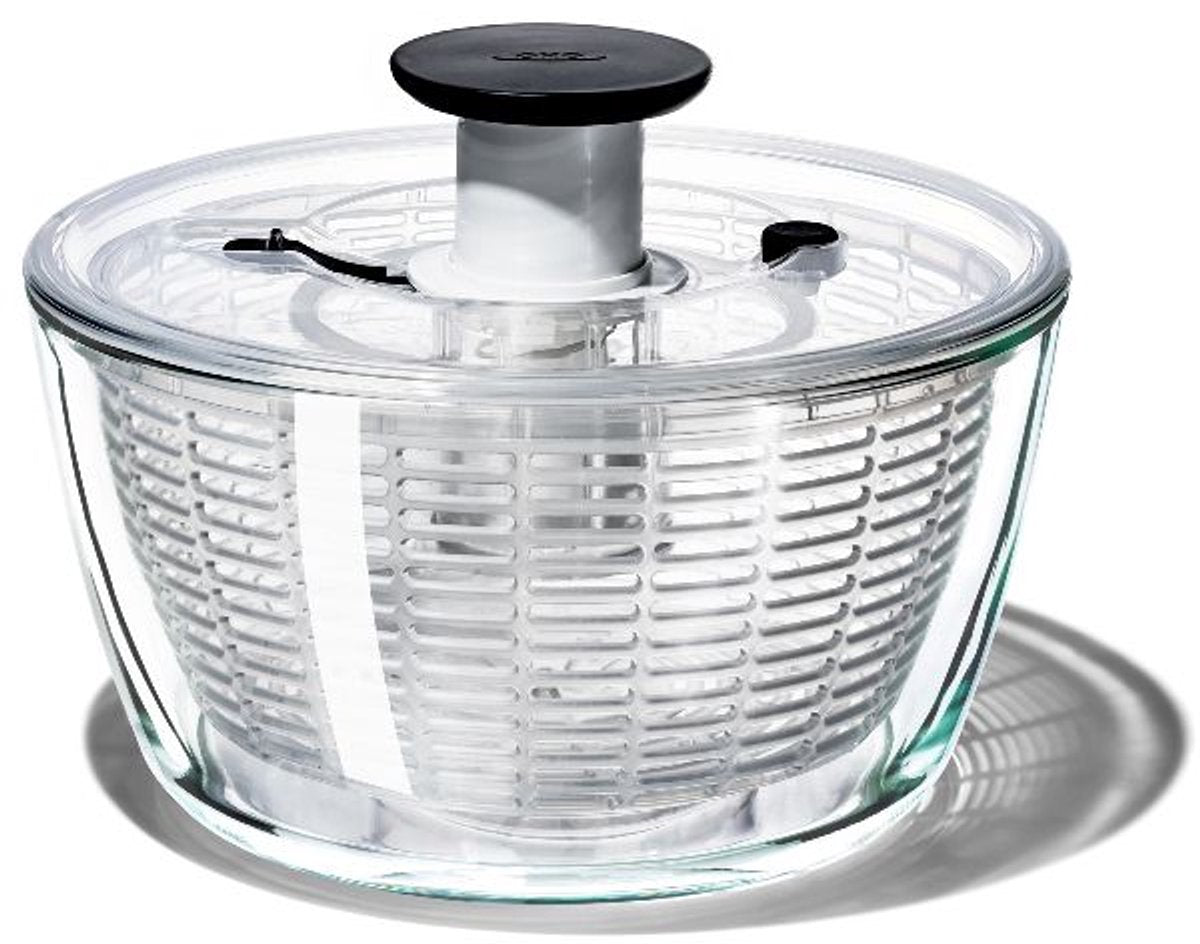 Oxo - salatspinner - glasskål - trykknap
