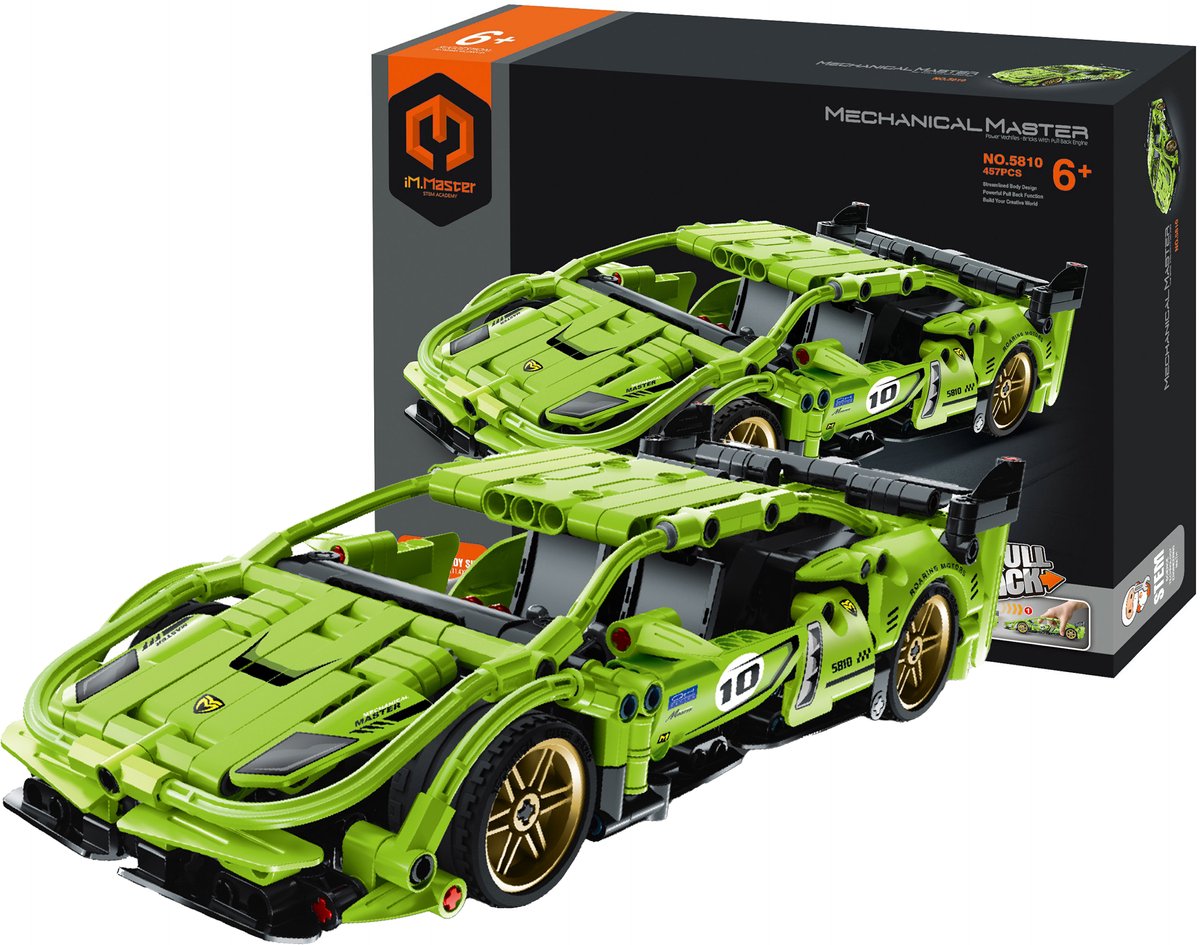 Gear2play im.master – pull back supercar grønt byggelegesæt