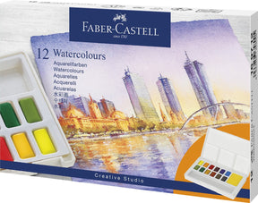 Faber-castell akvarel - æske med pander - aftagelig palette - 36 farver - fc-169736
