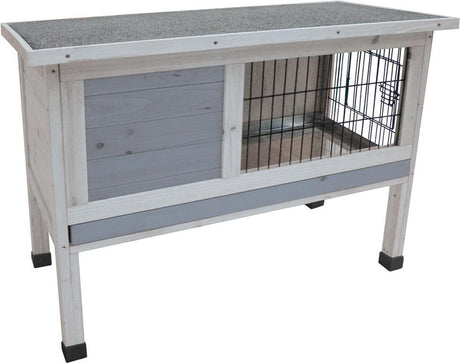 Flamingo kaninhytte – kompakt udendørs kaninhytte med natbur og udsigtsområde – 91x45x72 cm – kaninhytte bugs hytte grå