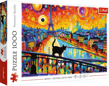 Trefl puslespil kat i paris - 1000 brikker - farverigt paris puslespil sjov.
