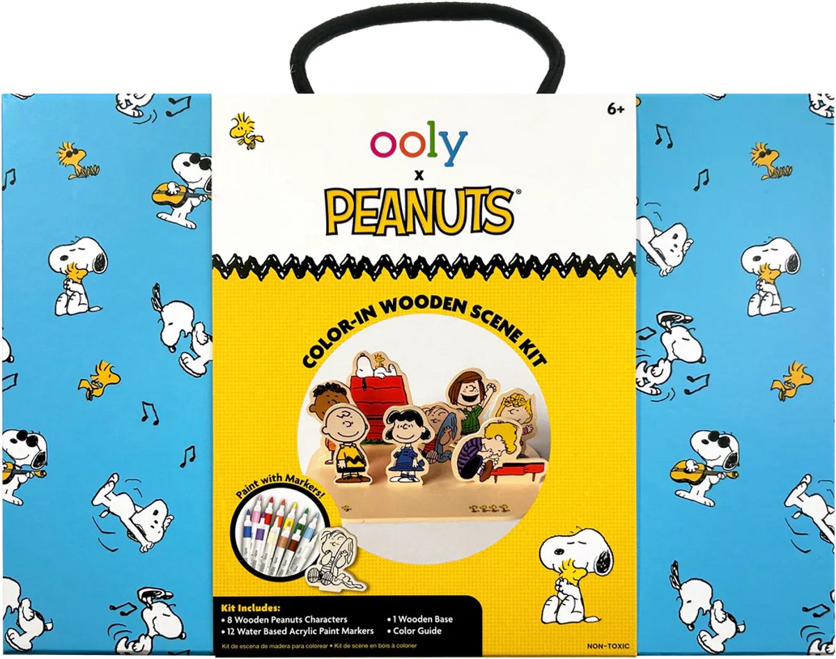 Ooly - x peanuts - snoopy pre-cut scene til farvning - 12 akrylmaling tuscher