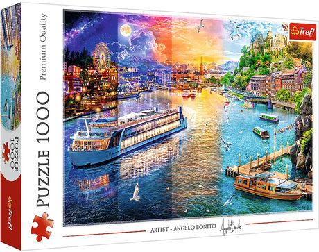 Trefl puslespil flodcruise 1000 brikker - farverigt puslespil.