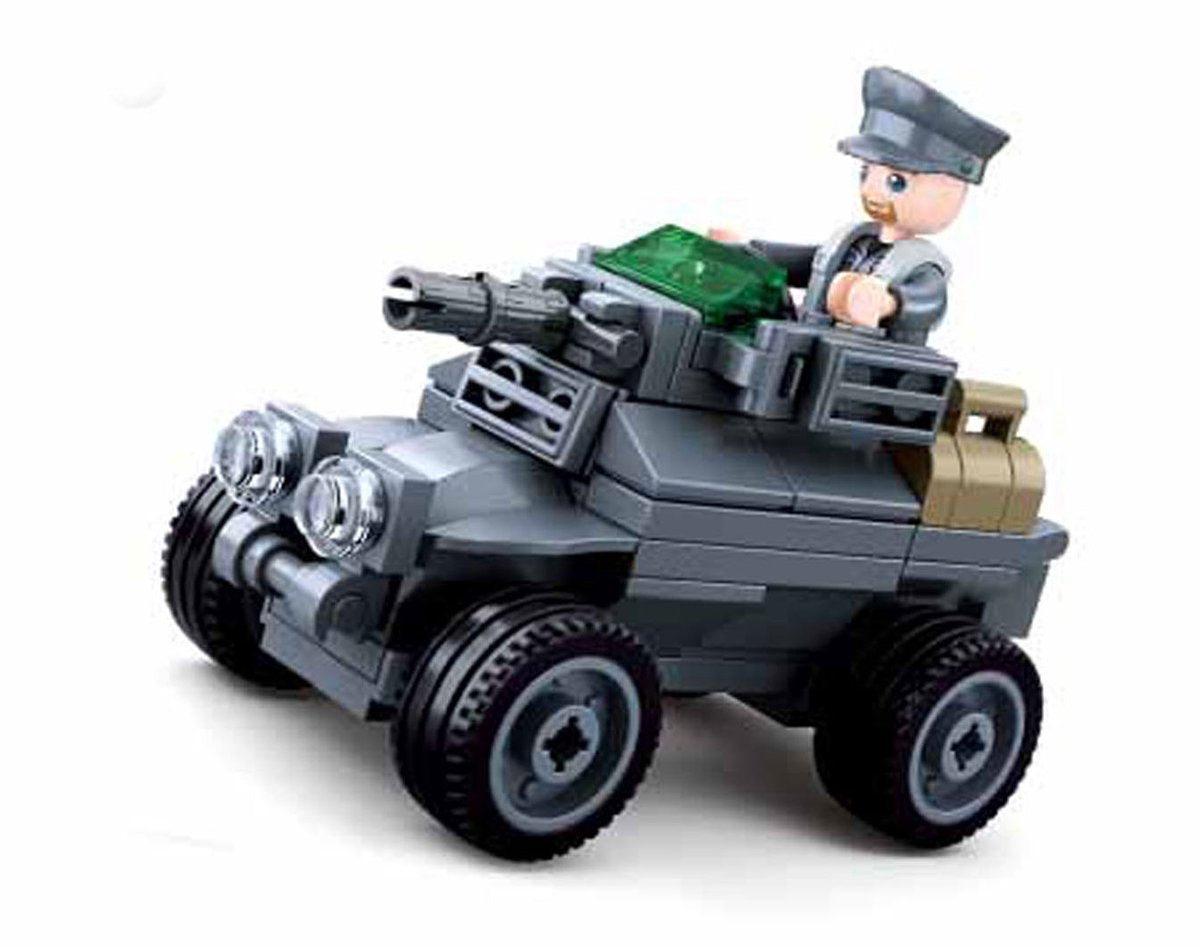 Sluban army WW2 byggelegetøj til pansrede køretøjer til børn fra 6 år - byggelegetøj model militærkøretøj - byggeboks med 79 byggeklodser og 1 minifigur - m38-b0680c
