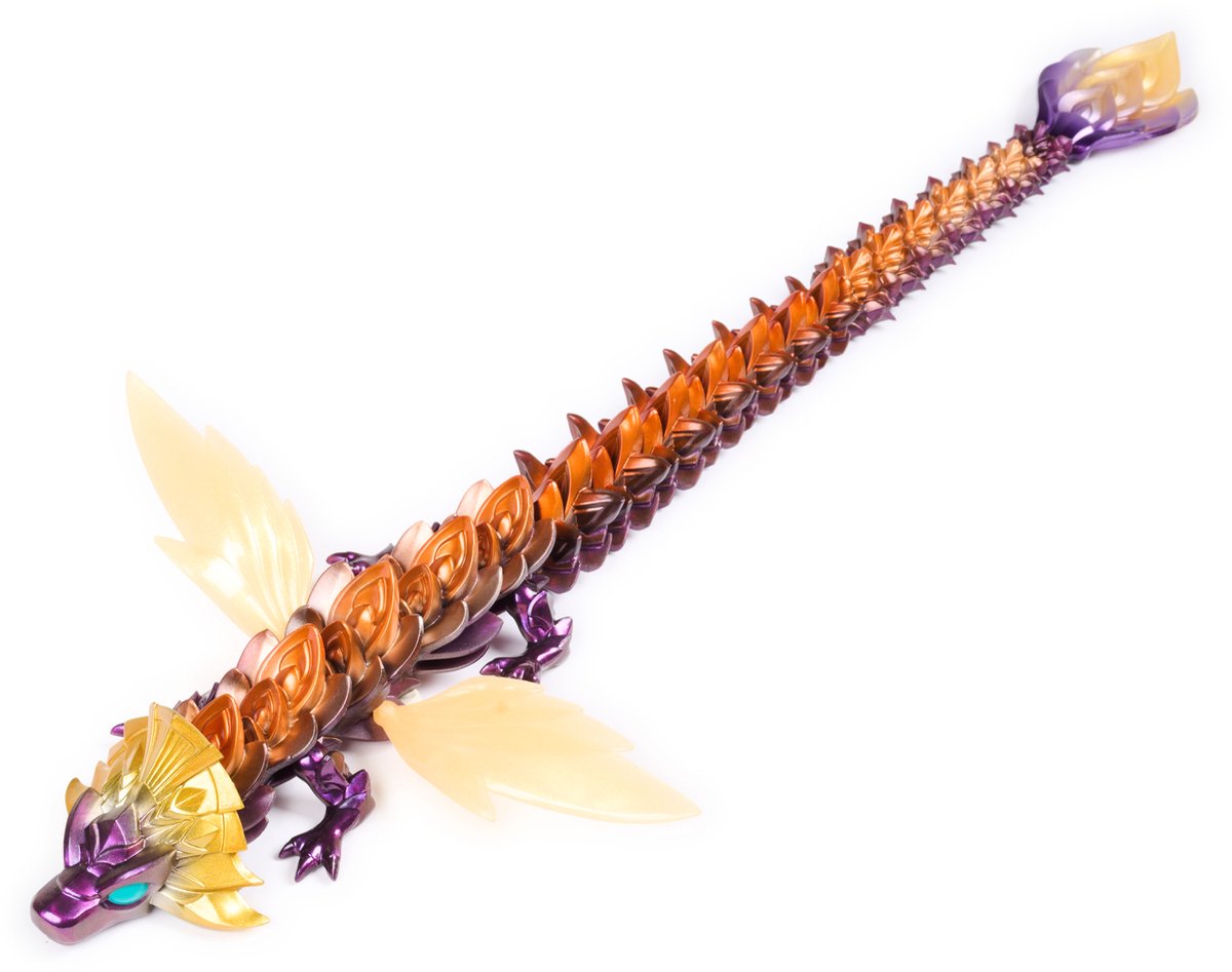 Crystalynx - beweegbare solaris-draak verzamelbare 3d-geprinte draak van 60,9 cm met verzameldoos fidgetspeeltjes voor woondecoratie of als bureauaccessoires