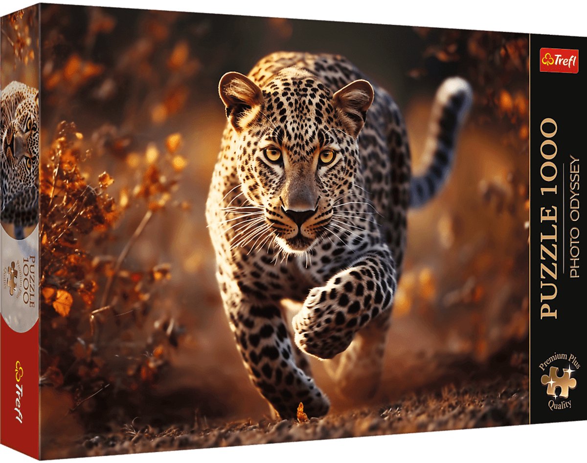 Trefl puslespil 1000 brikker - premium plus vild leopard fotopuslespil fsc.