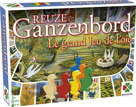 Selecta taktik kæmpe gåsebræt - klassisk brætspil i ekstra stort format - inklusive spilleplade, trægæs og terninger - fra 5 år