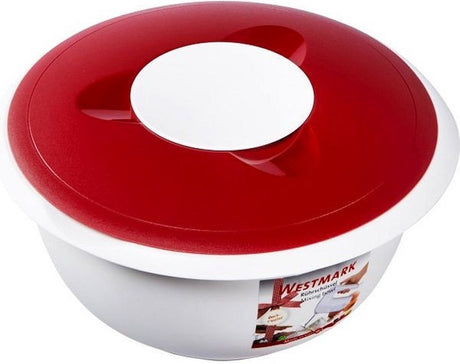 Westmark røreskål med todelt låg, 3,5 l, med tud, plast, hvid rød, 3155227r