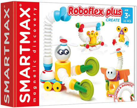 Smartmax roboflex plus - bygge magnetiske robotter - 20-delt byggesæt med fleksible stænger - pædagogisk legetøj til førskolebørn - fra 3 år