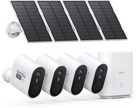 Aosu solarcam system max - 4 sikkerhedskameraer - 2k opløsning - solenergi - trådløs - 32GB