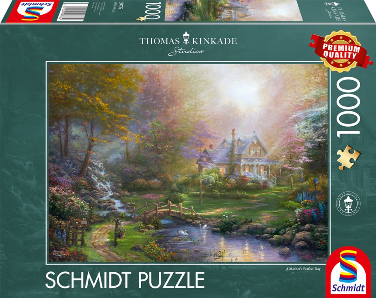 Schmidt puslespil kinkade en mors perfekte dag 1000 brikker landskab.
