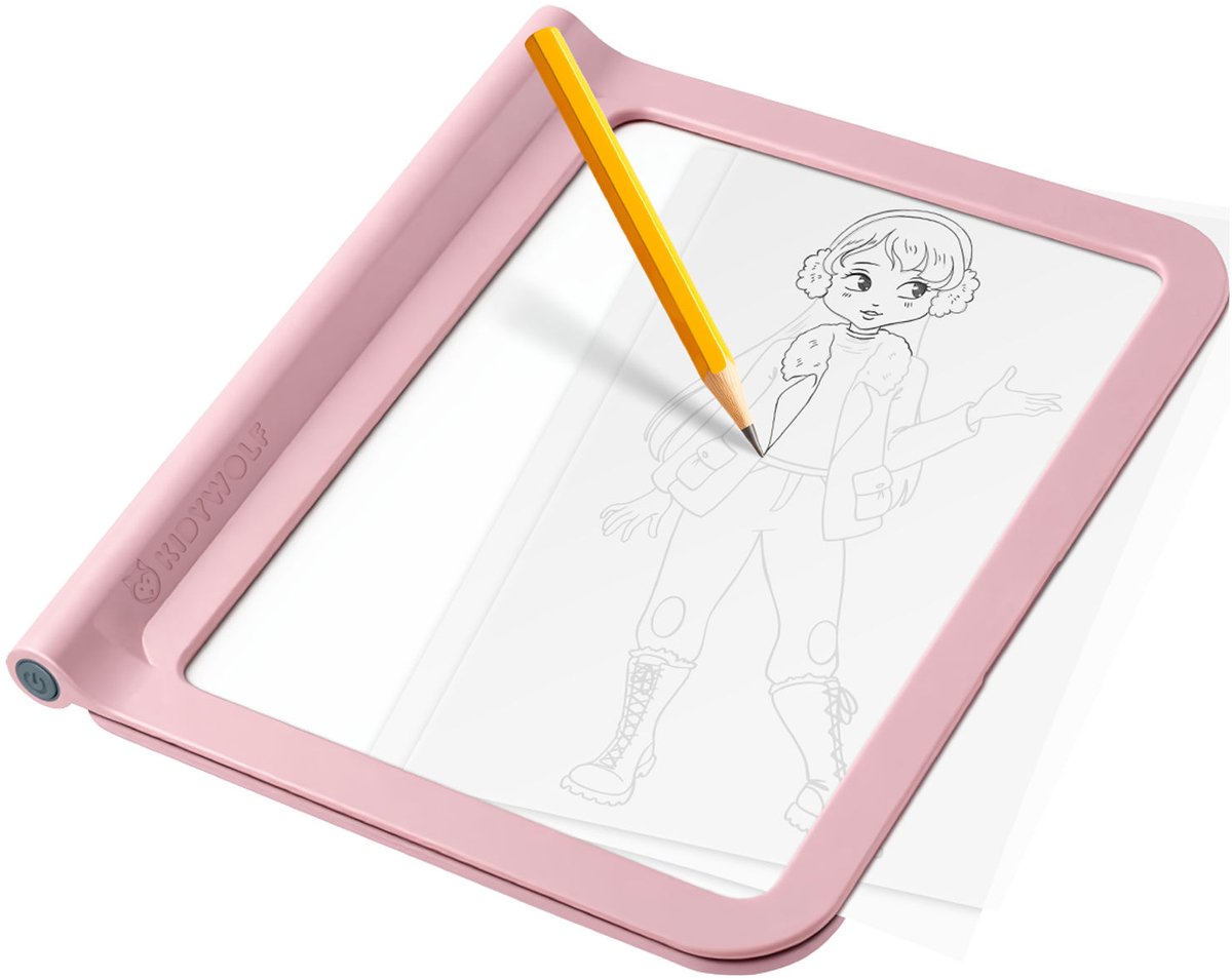 Kidywolf kidydraw pro fashion – oplyst tegnetablet til børn med dobbeltsidet læring og kreative funktioner - 5+