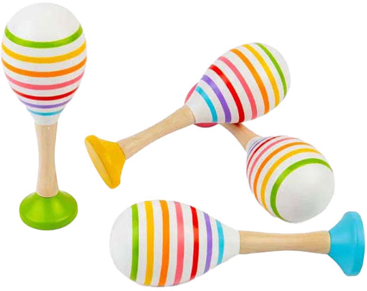Bigjigs maraca legetøjssæt i træ - farverigt musikinstrument.